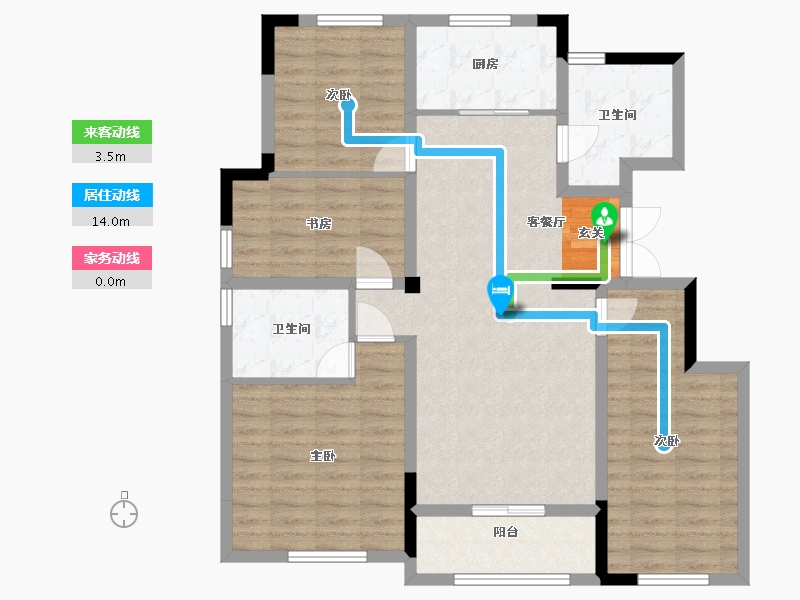 浙江省-宁波市-蓝城明庐-100.45-户型库-动静线