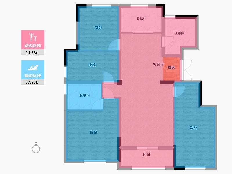 浙江省-宁波市-蓝城明庐-100.45-户型库-动静分区