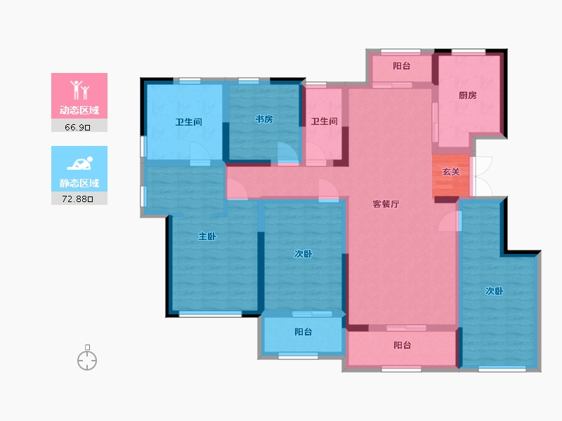 浙江省-宁波市-蓝城明庐-123.45-户型库-动静分区