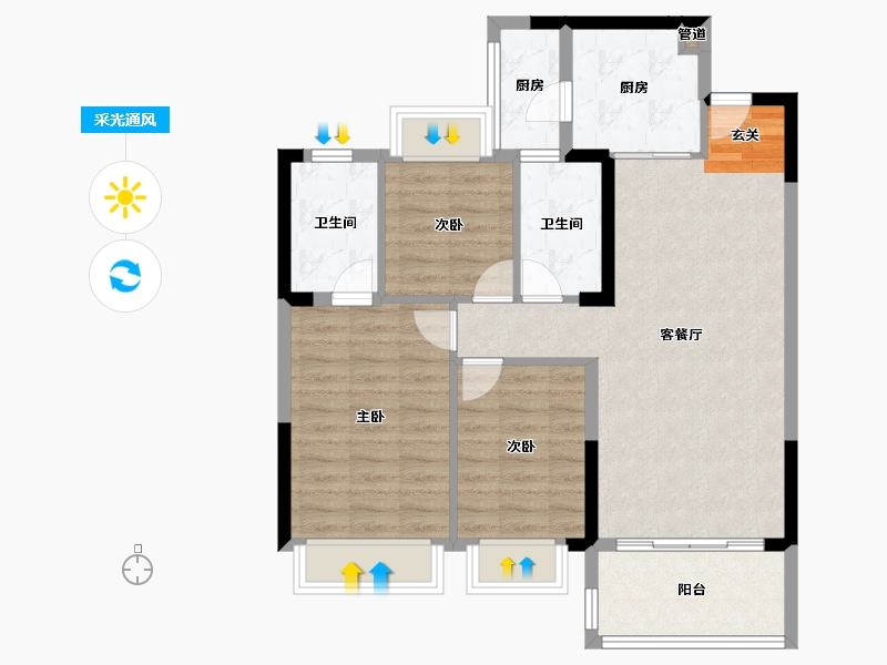 四川省-成都市-大都保峰玖著-85.41-户型库-采光通风