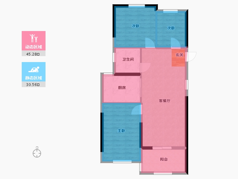 浙江省-宁波市-万科海上都会-68.00-户型库-动静分区