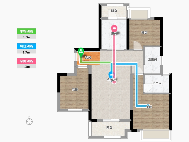 湖南省-长沙市-绿地海外滩-72.42-户型库-动静线