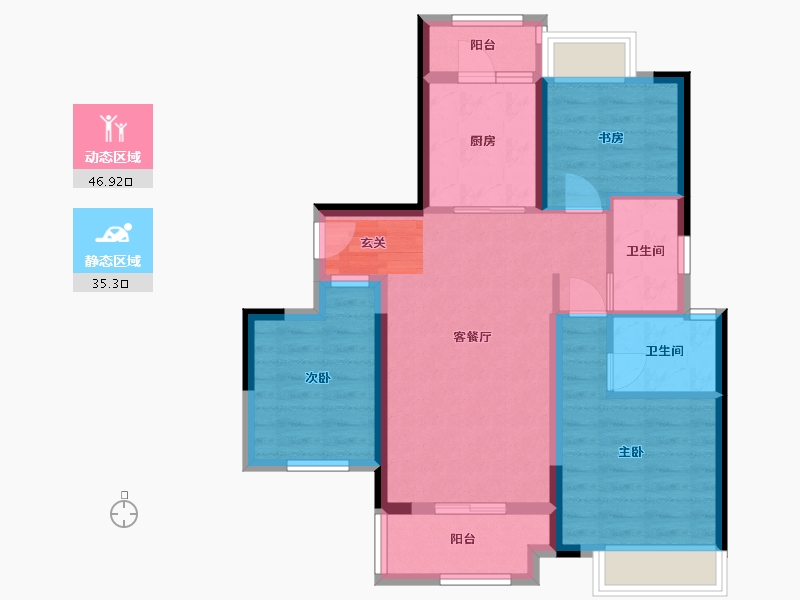 湖南省-长沙市-绿地海外滩-72.42-户型库-动静分区