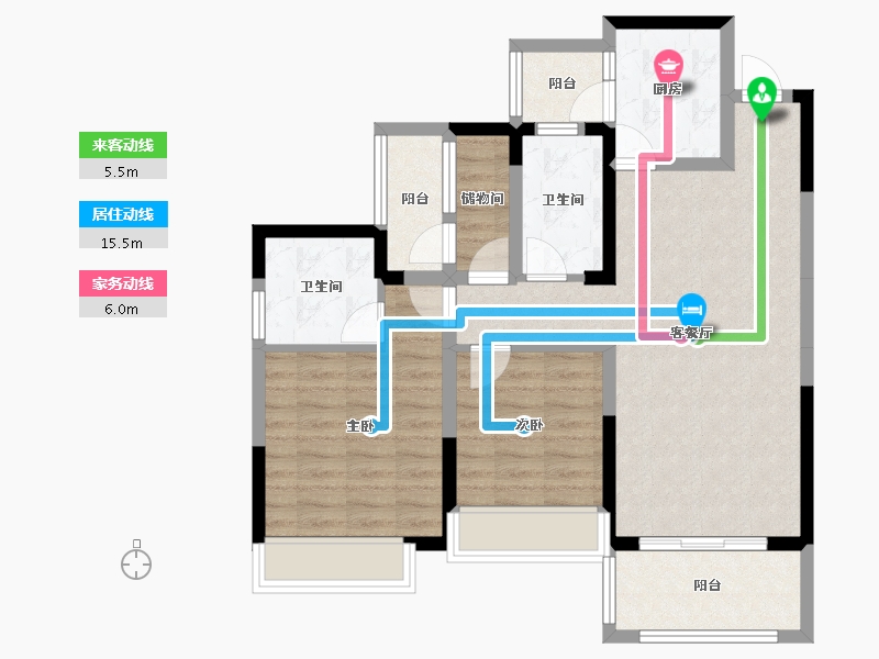 四川省-泸州市-航发翰林郡-84.66-户型库-动静线