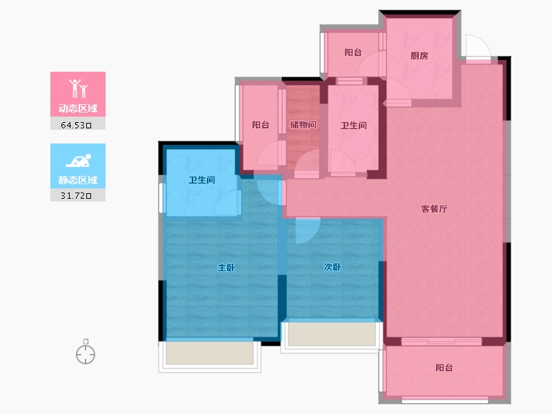 四川省-泸州市-航发翰林郡-84.66-户型库-动静分区