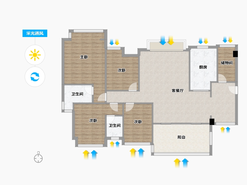 广东省-深圳市-深业新岸线三期-140.78-户型库-采光通风