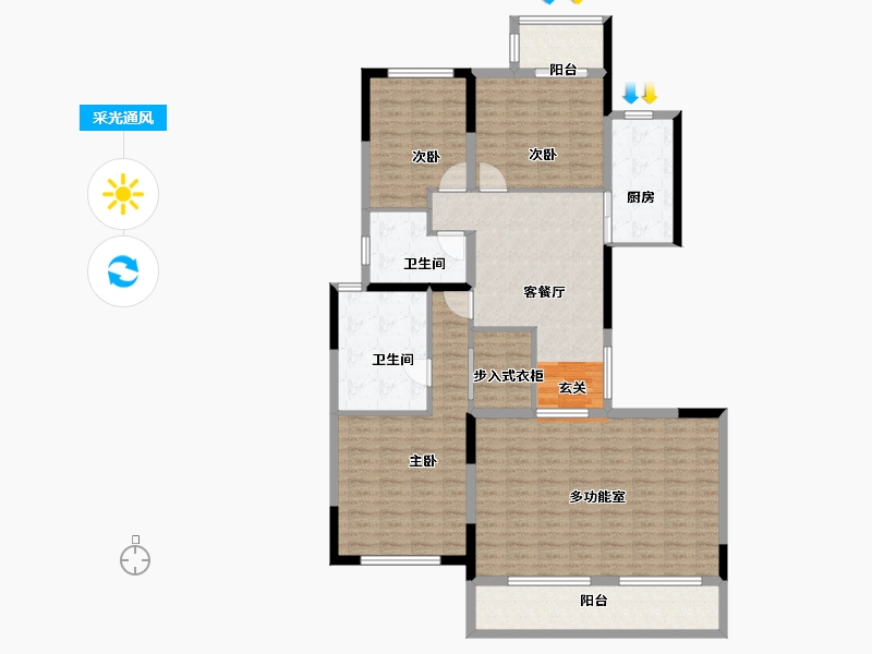 陕西省-西安市-天地源曲江香都E区-145.00-户型库-采光通风