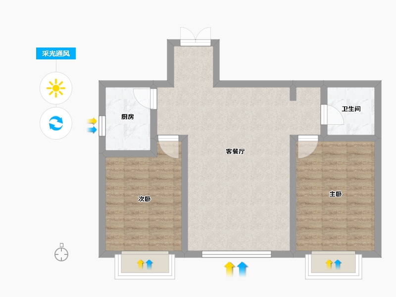 甘肃省-兰州市-兰州新区煜立佳苑-65.27-户型库-采光通风