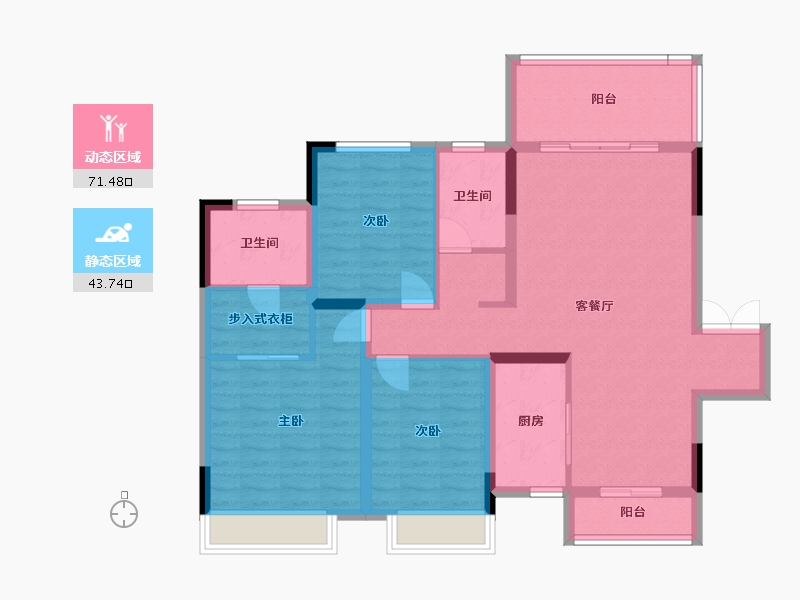 贵州省-毕节市-麒龙香林美域-103.16-户型库-动静分区