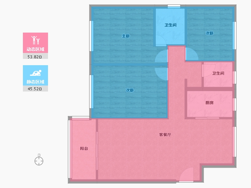 浙江省-宁波市-时代望府-90.68-户型库-动静分区