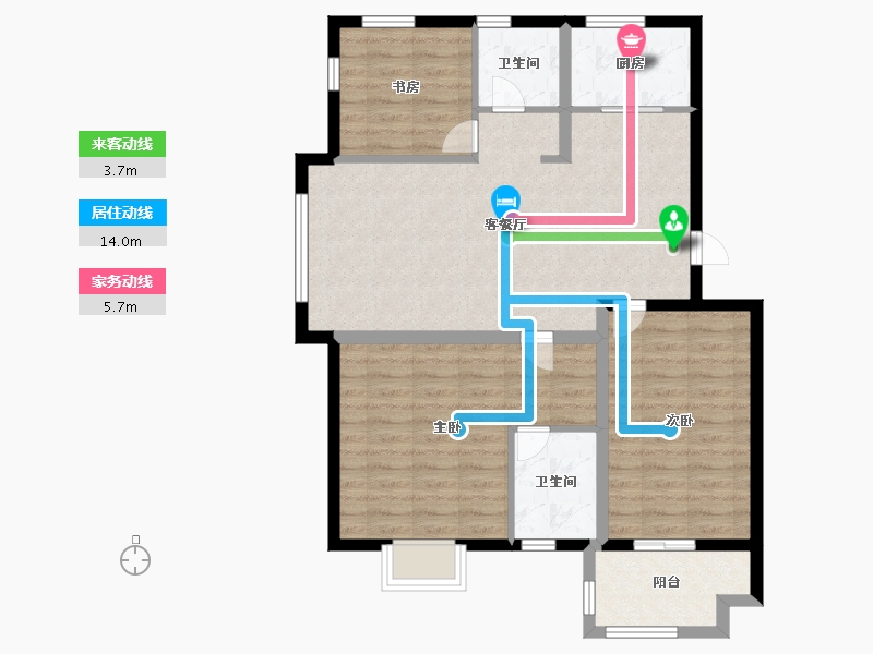 浙江省-嘉兴市-天秀·水榭花都-90.00-户型库-动静线