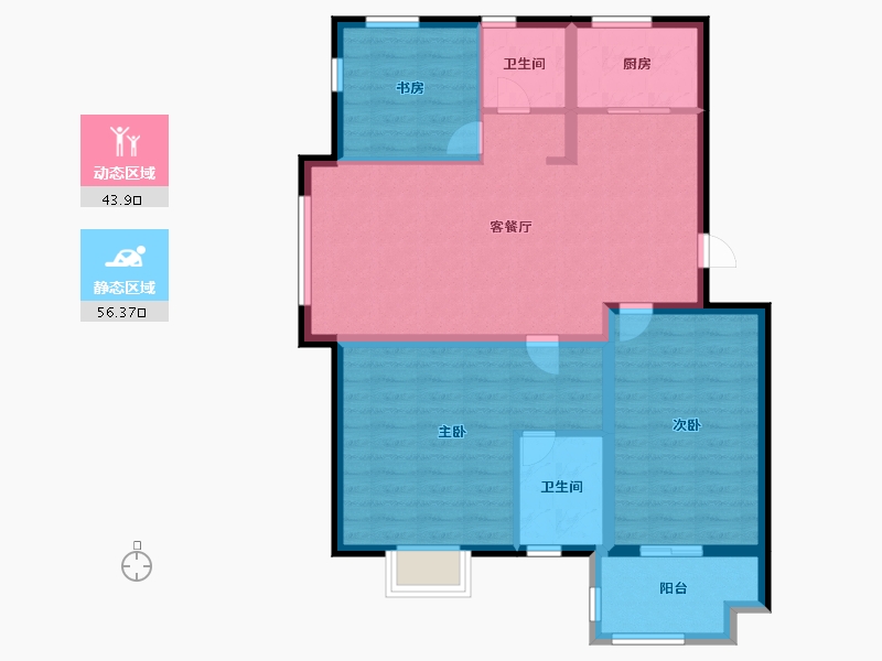 浙江省-嘉兴市-天秀·水榭花都-90.00-户型库-动静分区