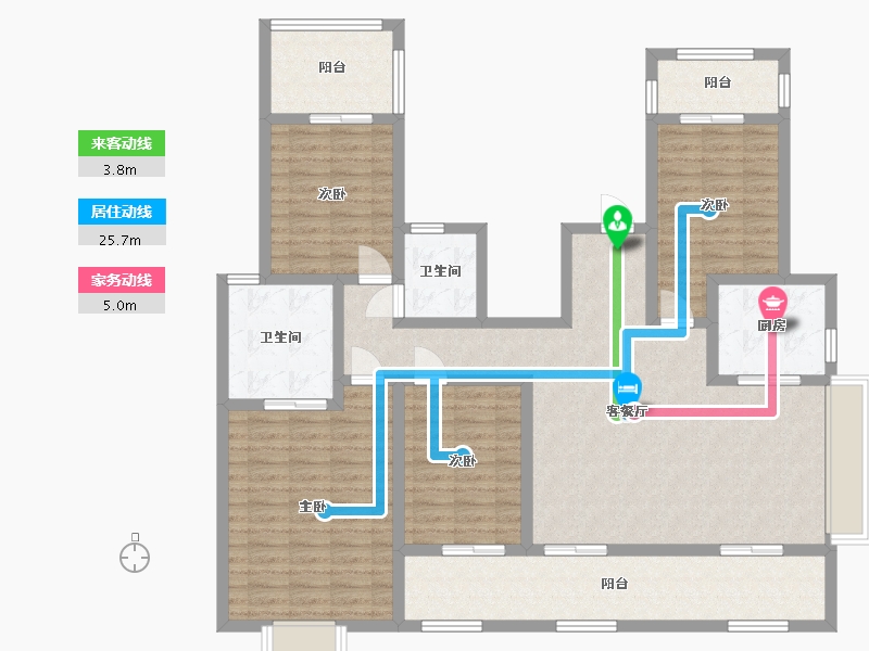 江苏省-苏州市-朝阳河花苑-134.00-户型库-动静线