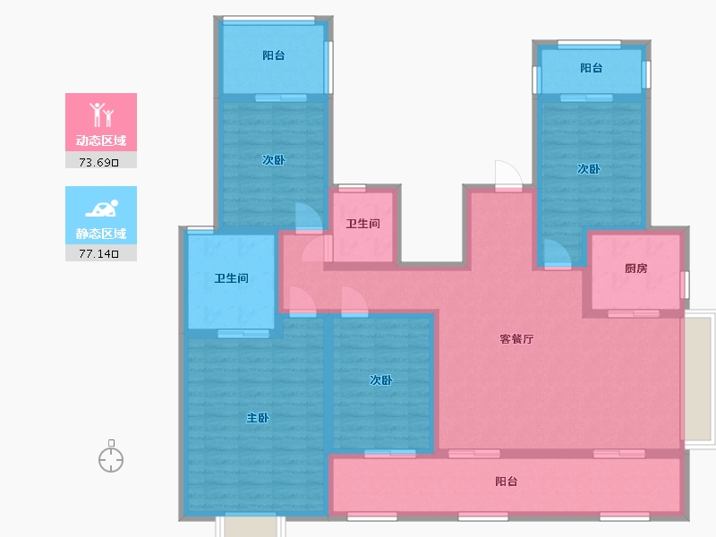 江苏省-苏州市-朝阳河花苑-134.00-户型库-动静分区