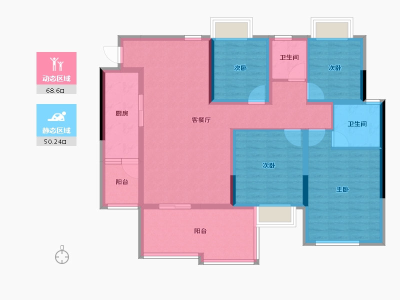 四川省-南充市-南充市香江国际二期-105.40-户型库-动静分区