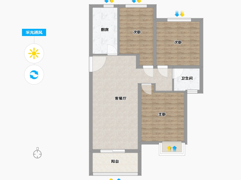 江苏省-南京市-中海原山-80.00-户型库-采光通风