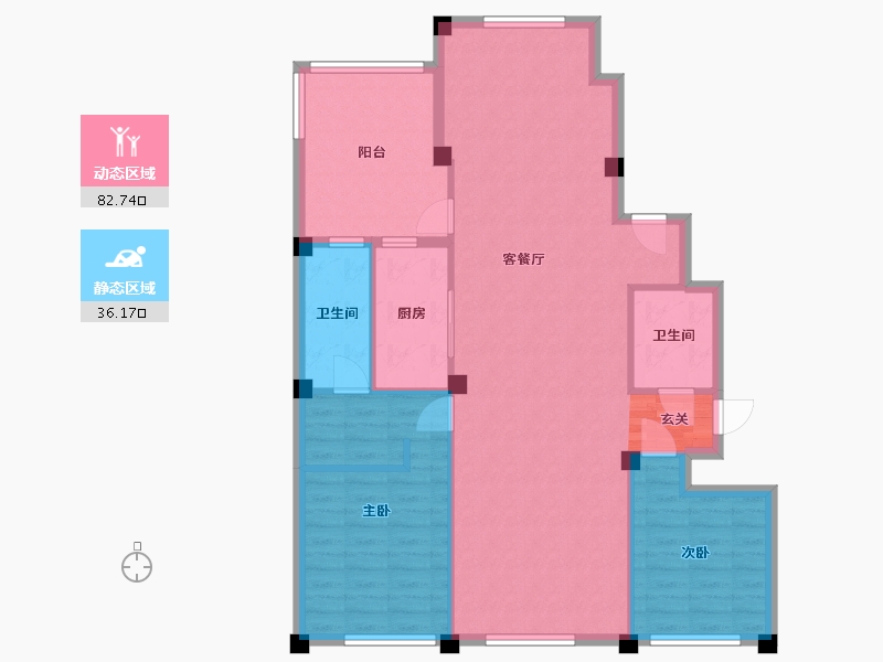 浙江省-宁波市-东篱-108.57-户型库-动静分区