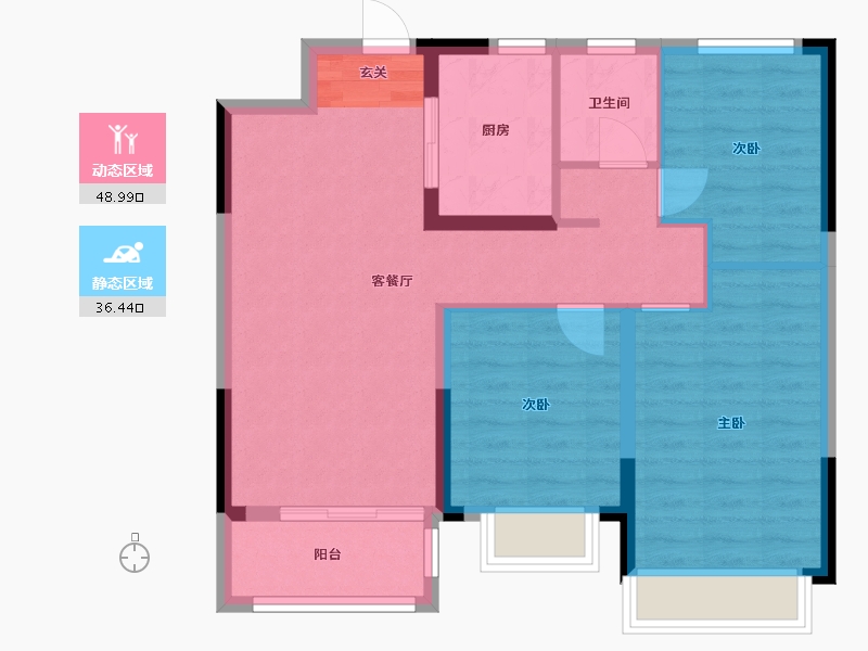 浙江省-宁波市-景瑞水印江山-76.64-户型库-动静分区