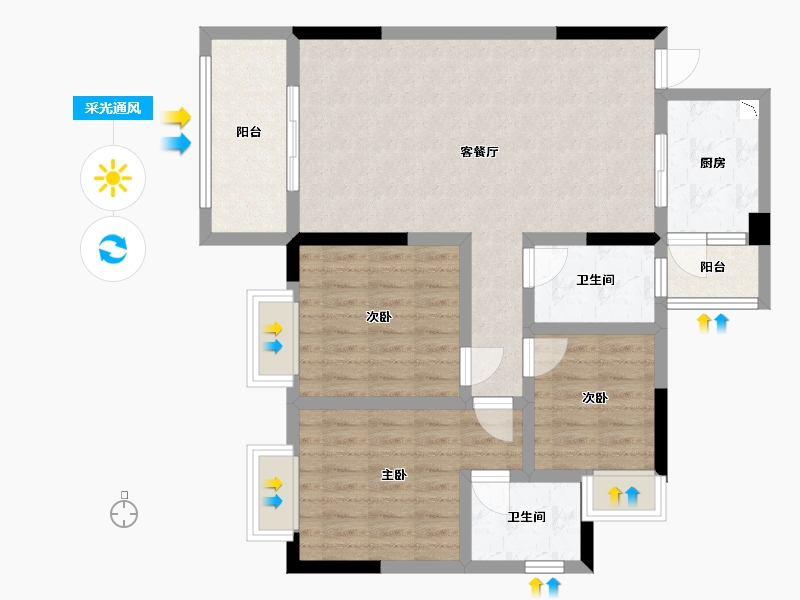 四川省-成都市-荷韵怡苑-90.00-户型库-采光通风