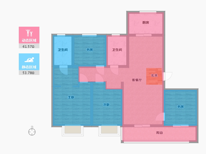 重庆-重庆市-海尔产城创翡翠东方-102.00-户型库-动静分区