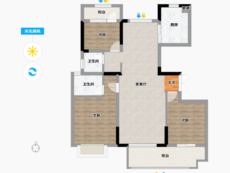 安徽省-安庆市-逸龙府-93.28-户型库-采光通风