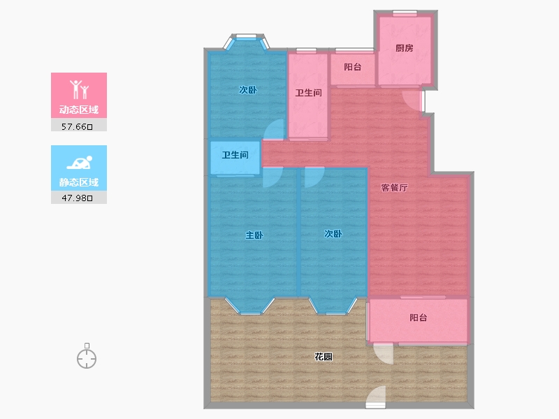 湖北省-武汉市-汉口花园五期-129.75-户型库-动静分区