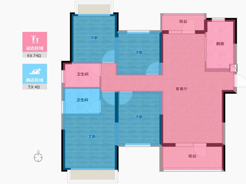 湖北省-武汉市-仁桥新村-116.01-户型库-动静分区