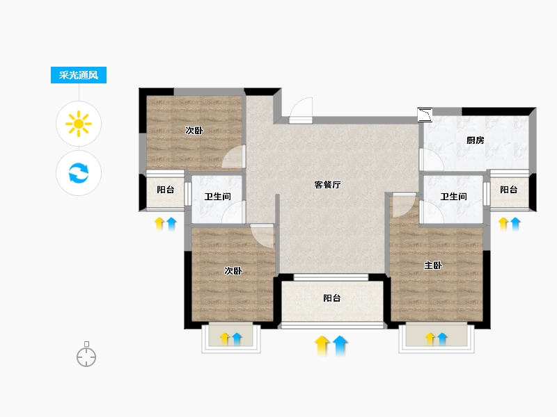 福建省-龙岩市-美伦东锦缘-76.84-户型库-采光通风