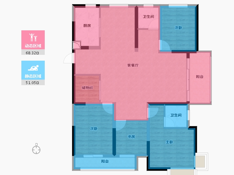 安徽省-蚌埠市-柏庄香府-106.61-户型库-动静分区