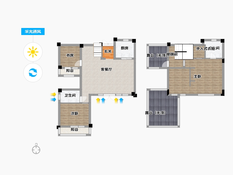 湖北省-武汉市-孔雀城江澜赋-127.72-户型库-采光通风