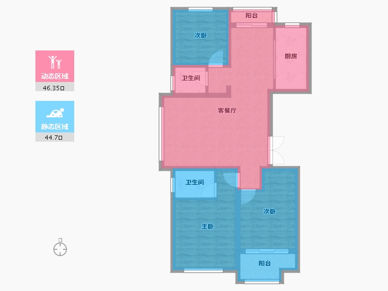 山东省-泰安市-富沃德阳光城-80.68-户型库-动静分区