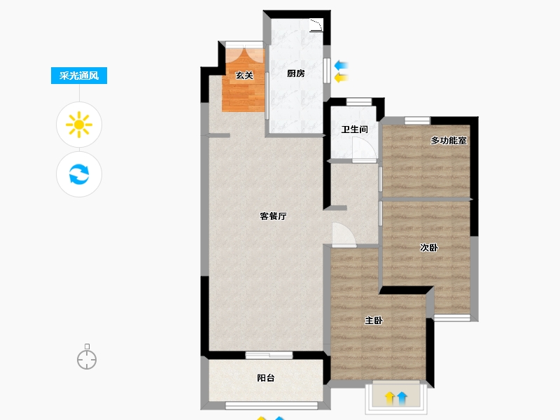 湖北省-武汉市-四新中央生活区-74.58-户型库-采光通风