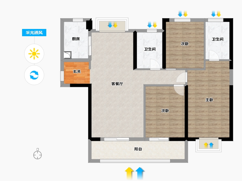 湖北省-武汉市-融创一江源-99.59-户型库-采光通风