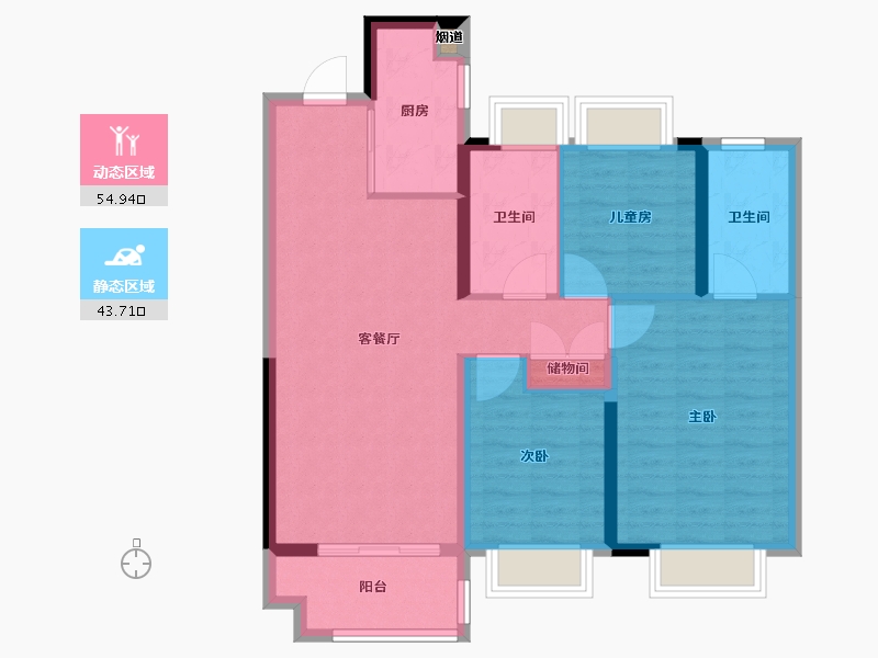 湖北省-武汉市-中国铁建江语城-88.80-户型库-动静分区