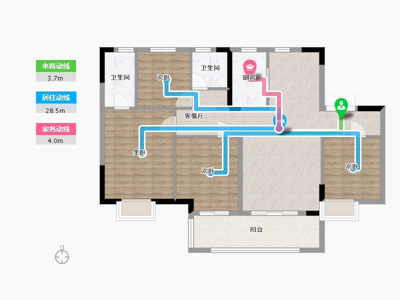 安徽省-合肥市-蓝光芙蓉香颂-106.78-户型库-动静线