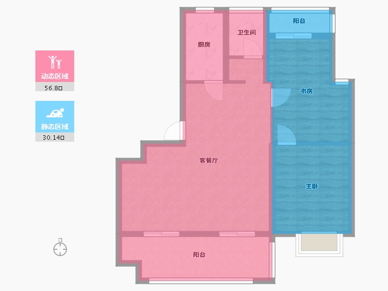 安徽省-合肥市-文一・锦门桃李-77.99-户型库-动静分区