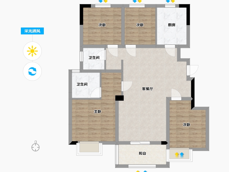 安徽省-合肥市-蓝光芙蓉香颂-92.84-户型库-采光通风