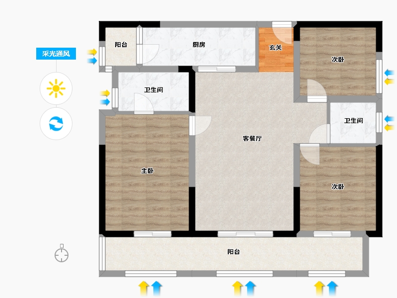 四川省-成都市-置信国色天乡鹭湖宫10区-97.66-户型库-采光通风