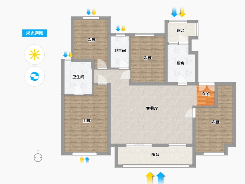 四川省-成都市-保利天和-120.85-户型库-采光通风