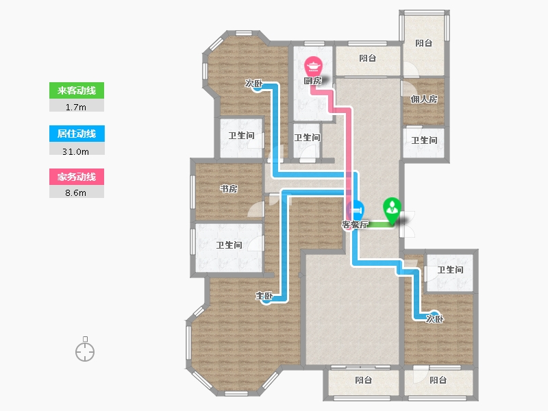 内蒙古自治区-鄂尔多斯市-城投玉园-187.63-户型库-动静线