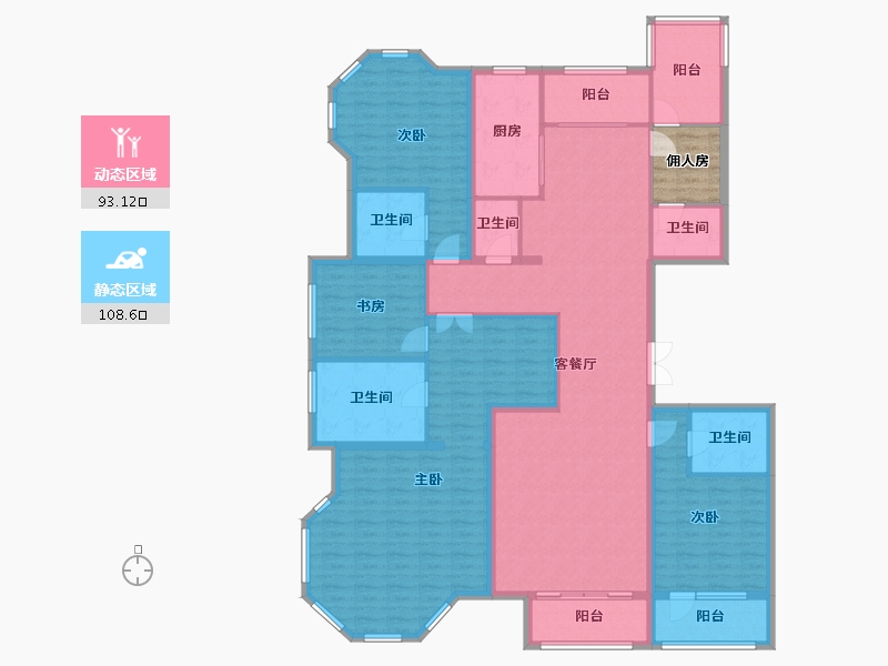 内蒙古自治区-鄂尔多斯市-城投玉园-187.63-户型库-动静分区