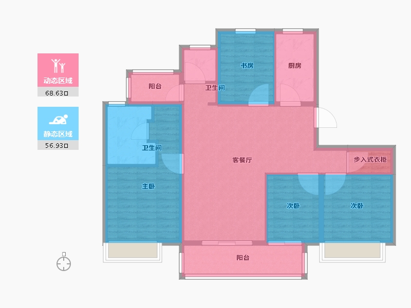 江苏省-泰州市-英莱达广场御龙府-113.00-户型库-动静分区