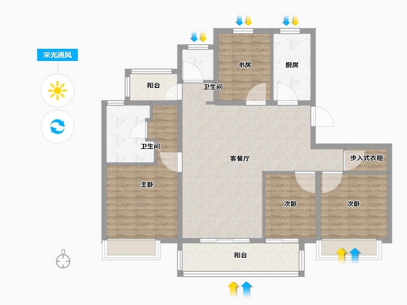 江苏省-泰州市-英莱达广场御龙府-113.00-户型库-采光通风