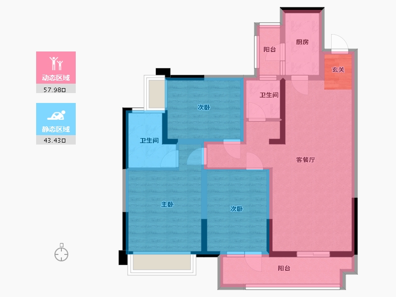 四川省-成都市-城投美庐-89.12-户型库-动静分区