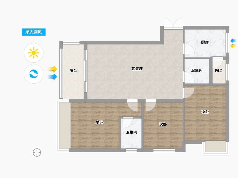 贵州省-铜仁市-中京国际-88.39-户型库-采光通风