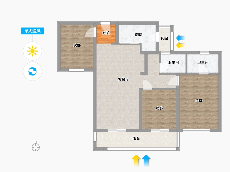 四川省-成都市-花样年・东原・香�T第-87.99-户型库-采光通风