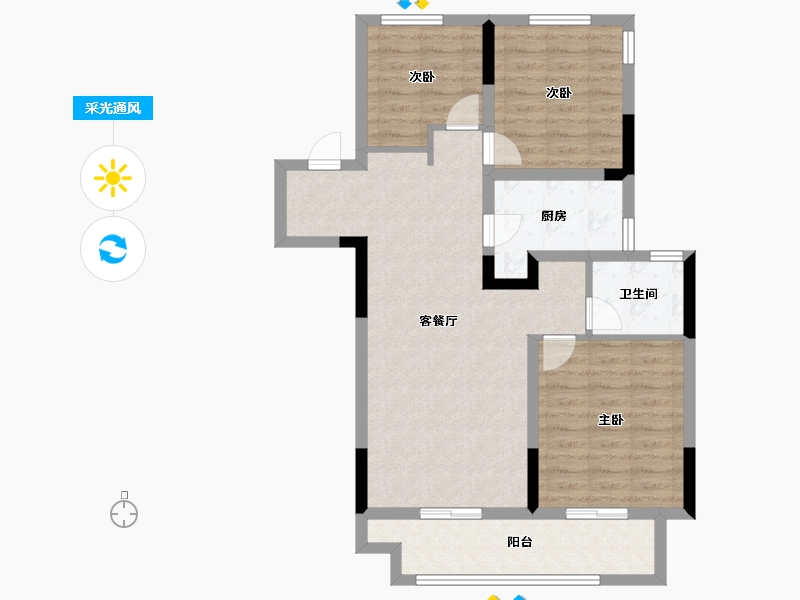 江苏省-镇江市-樾府花园-82.00-户型库-采光通风