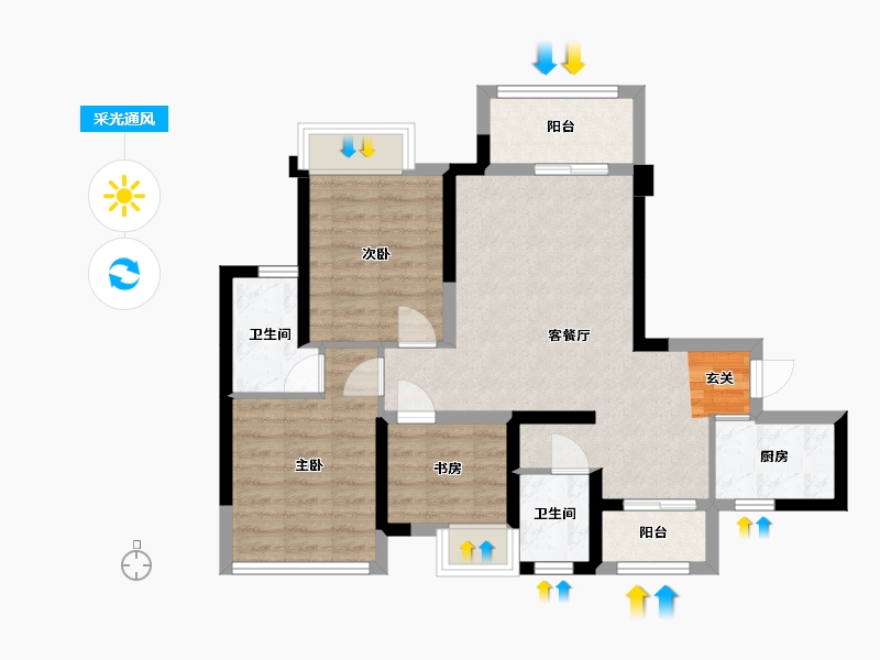 四川省-成都市-奥园棠�h府-72.12-户型库-采光通风