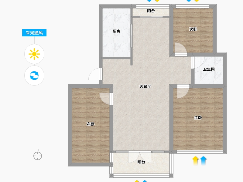 山东省-烟台市-海通蓝郡-90.00-户型库-采光通风