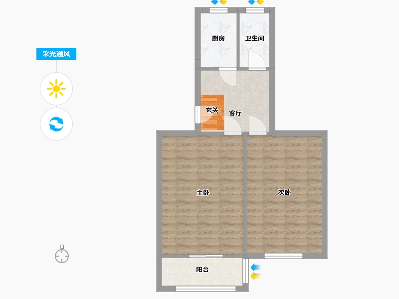 浙江省-宁波市-菱池小区-57.33-户型库-采光通风